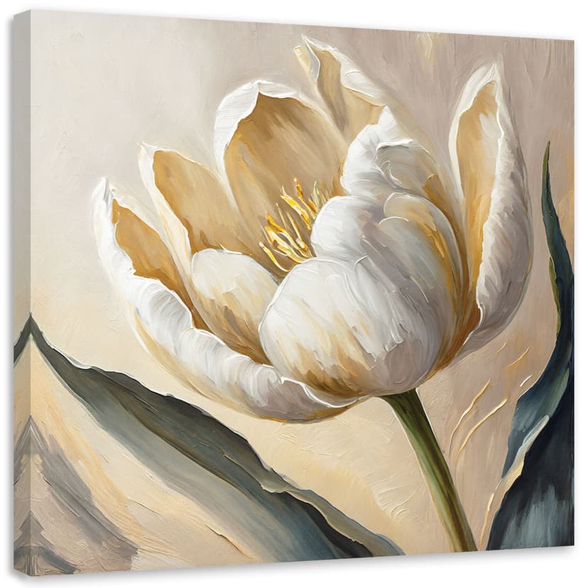 Stampa su tela, Fiori di tulipano dipinti di beige