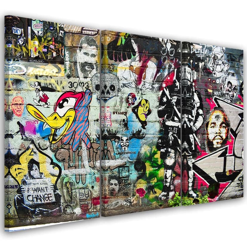 Stampa su tela 3 pezzi, Graffiti Street Art