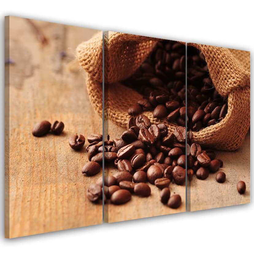 Stampa su tela in 3 parti, chicchi di caffè