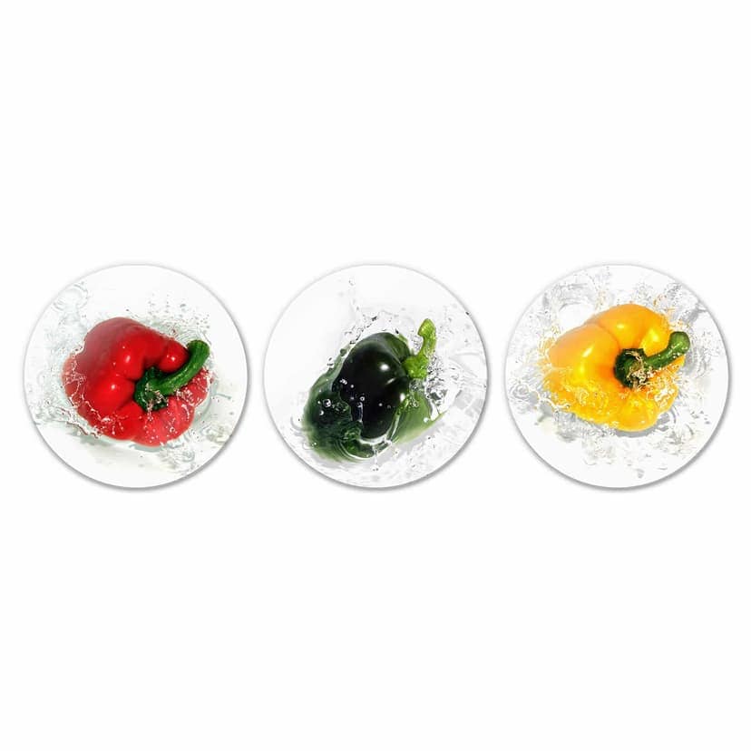 Peperoni che cadono in acqua (3 parti) - tondo