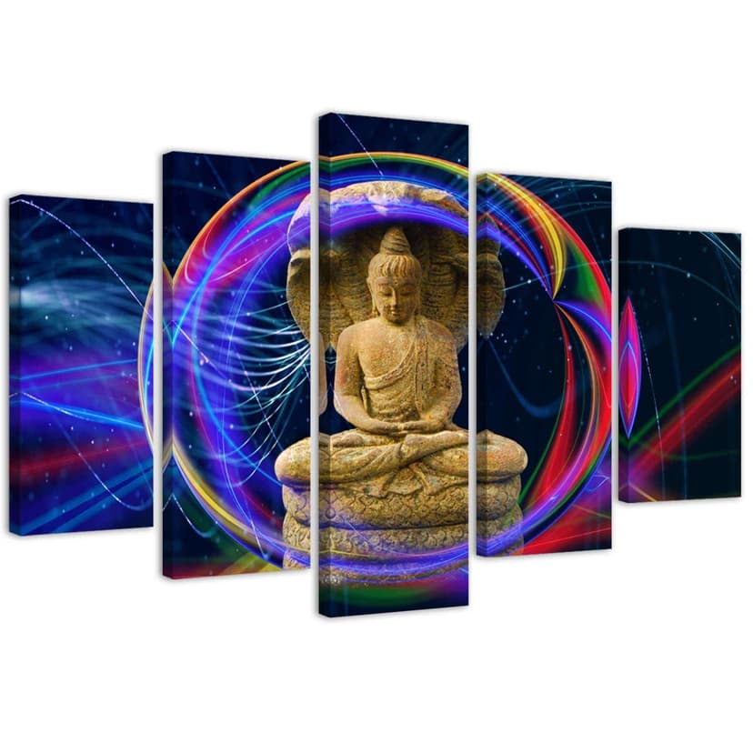 Stampa su tela 5 pezzi, Buddha Colorful Orient