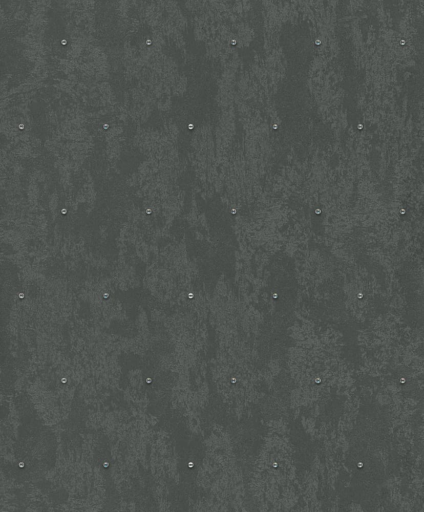Carta da parati in tessuto non tessuto aspetto cemento, strass aspetto metallo moderno lucido in nero