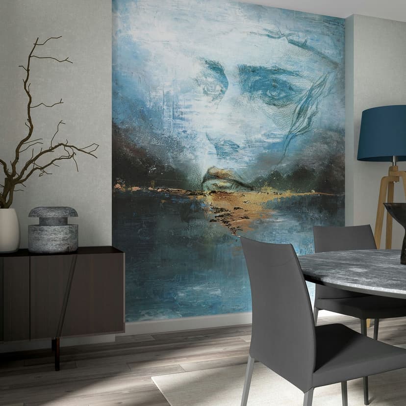 Fotomurale blu con grafica astratta della natura 2,70 x 2,12 m