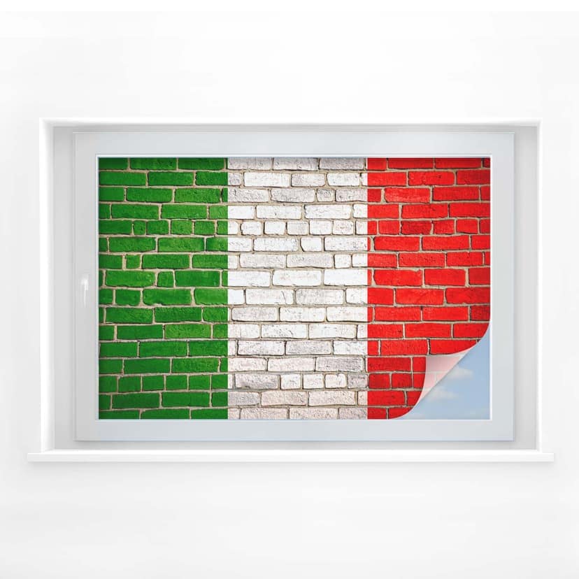 Pellicola adesiva per vetri - muro con bandiera italiana
