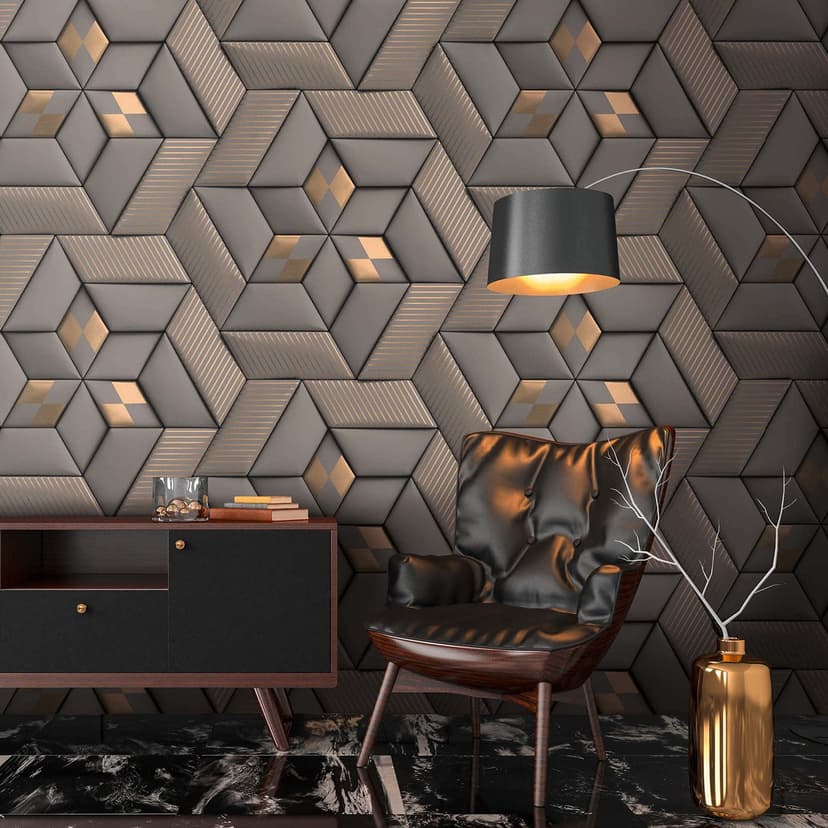 Carta da parati effetto 3D design moderno in tessuto non tessuto grigio