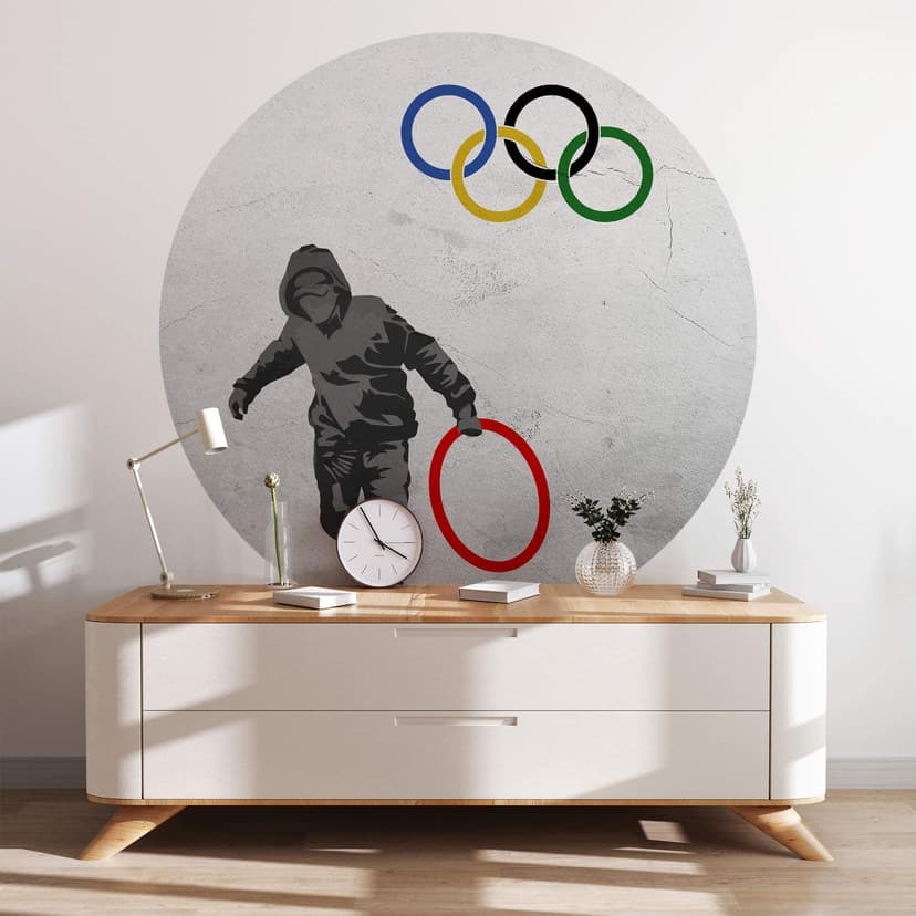 Fotomurale tondo Banksy - Olympics - carta da parati in tessuto non tessuto/carta da parati in tessu