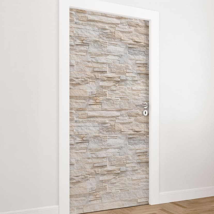 Pellicola per porte effetto pietra - Parete in pietra naturale - Decorazione autoadesiva per porte