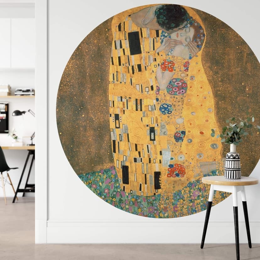 Fotomurale Klimt - Il bacio - tondo - carta da parati in tessuto non tessuto/carta da parati in tess