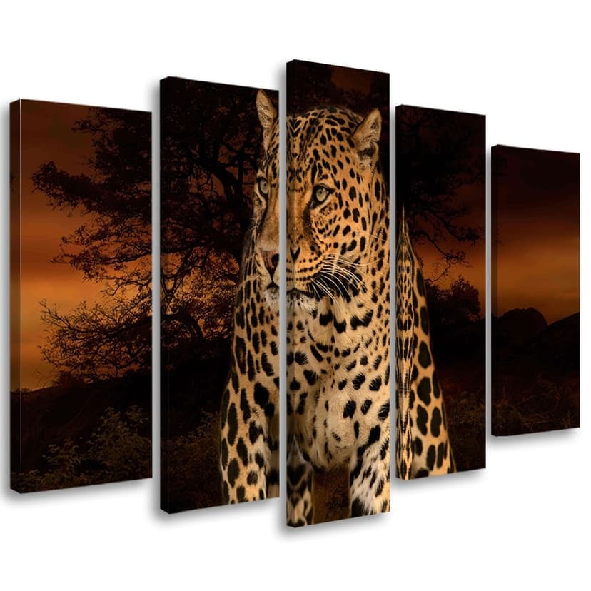 Stampa su tela 5 pezzi Leopard Panther Cat Safari