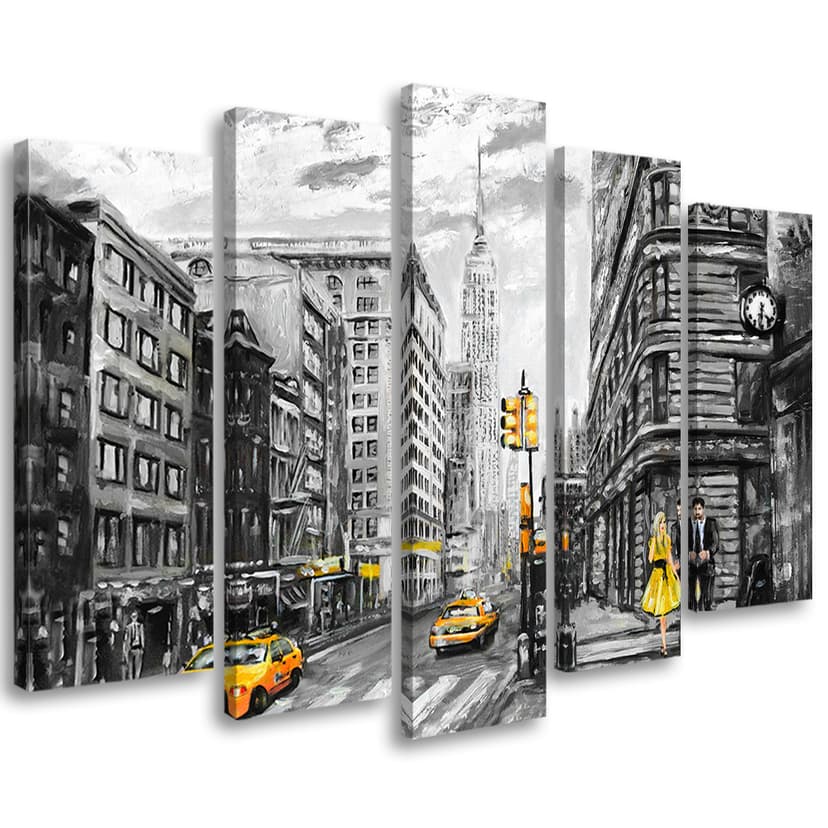 Stampa su tela 5 pezzi, Strade di New York City