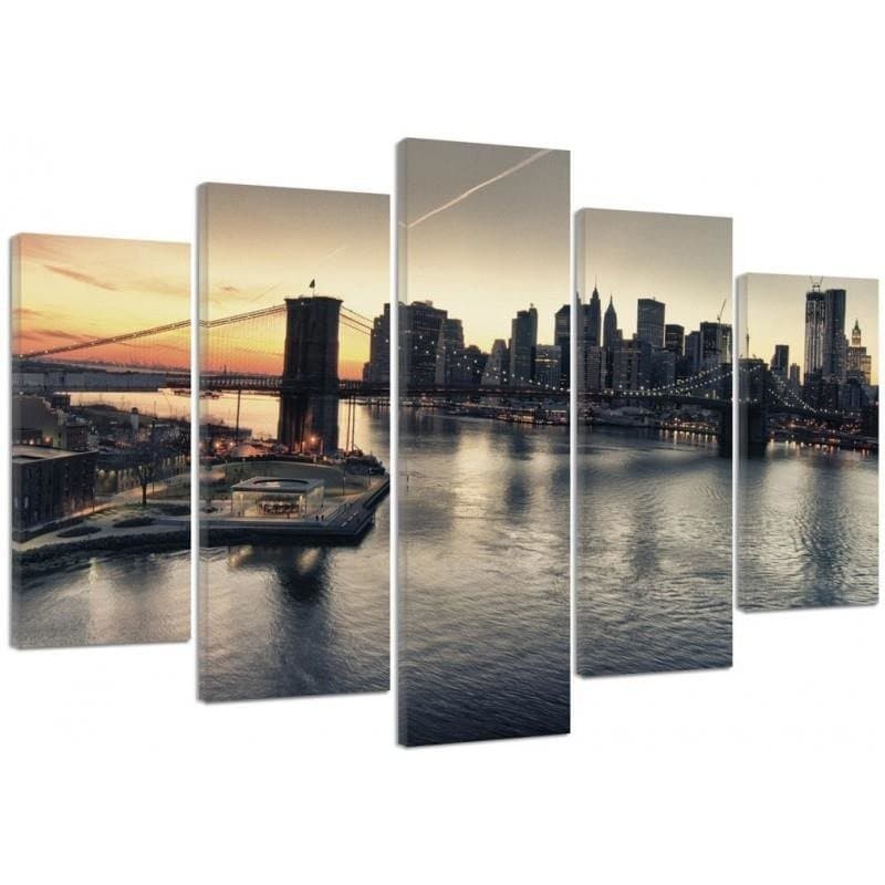 Stampa su tela 5 pezzi, Ponte di Brooklyn a New York City