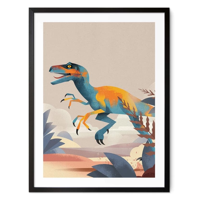 Poster Velociraptor - Braun