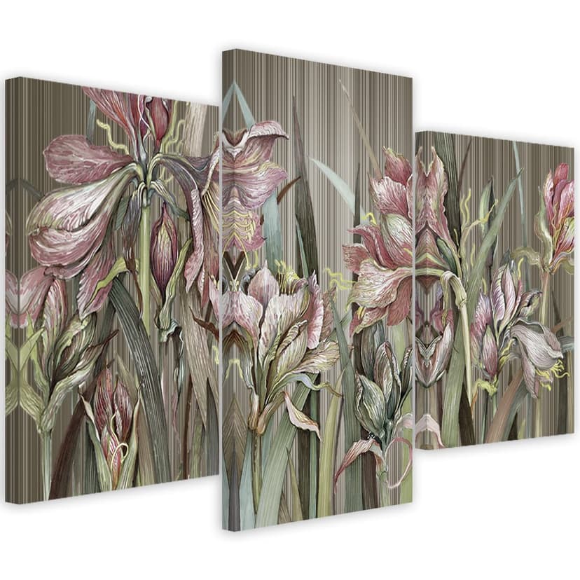 Stampa su tela 3 pezzi, fiori di iris