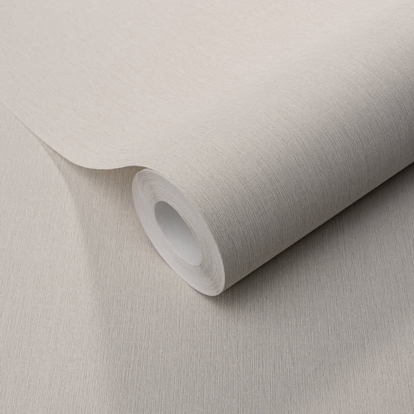 Carta da parati in tessuto non tessuto con trama fine longitudinale in taupe