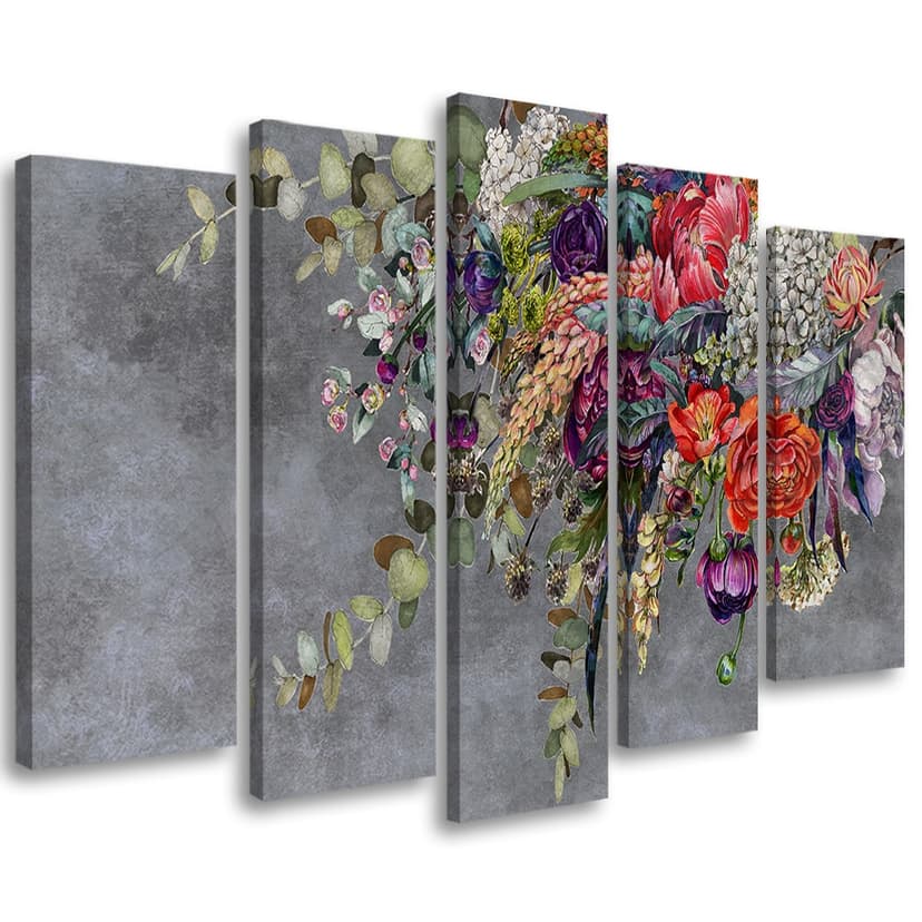 Stampa su tela 5 pezzi, mazzo di fiori