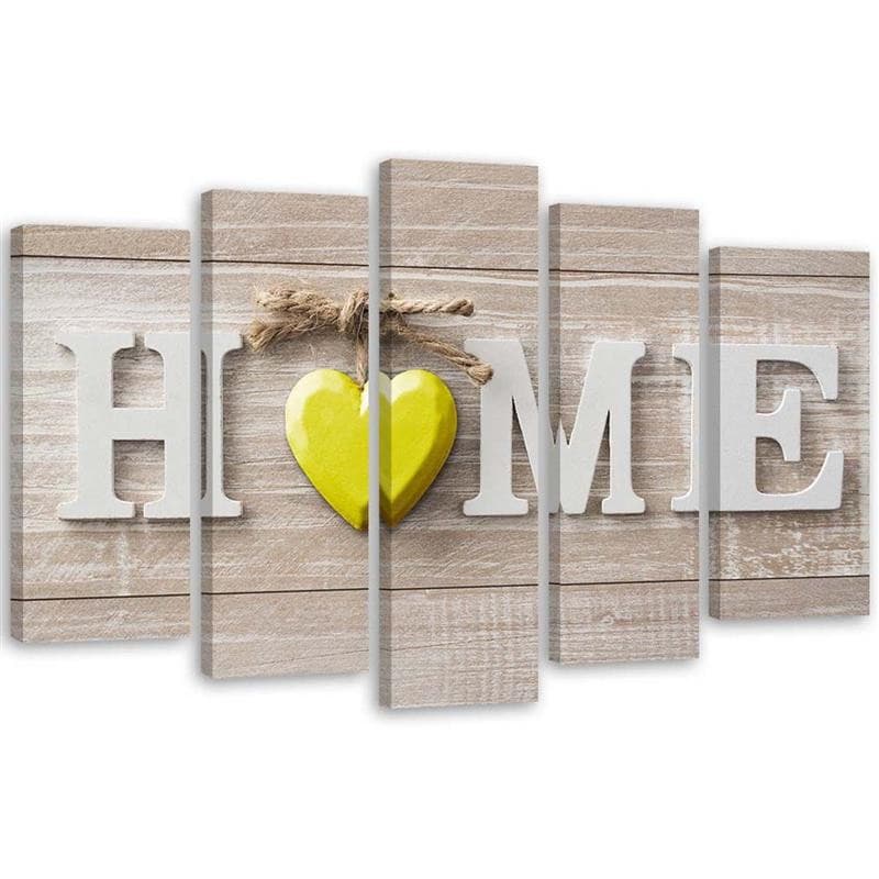 Stampa su tela 5 pezzi Home House Heart Wood Boards