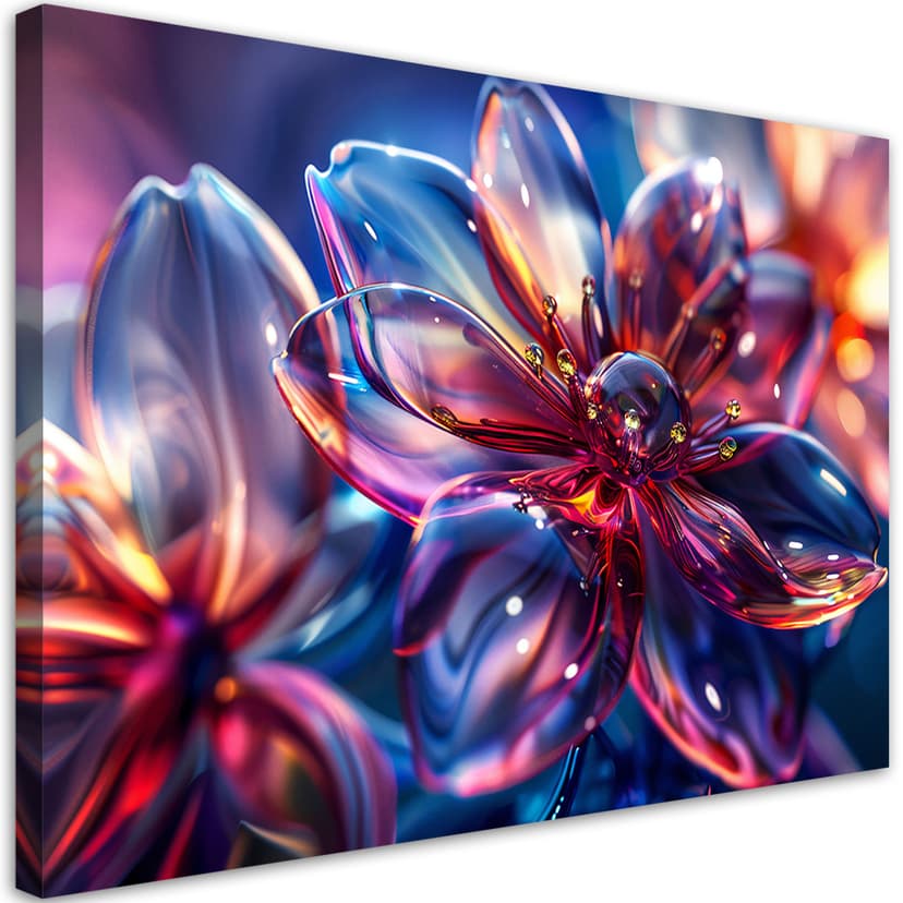 Stampa su tela, fiori 3D lucidi