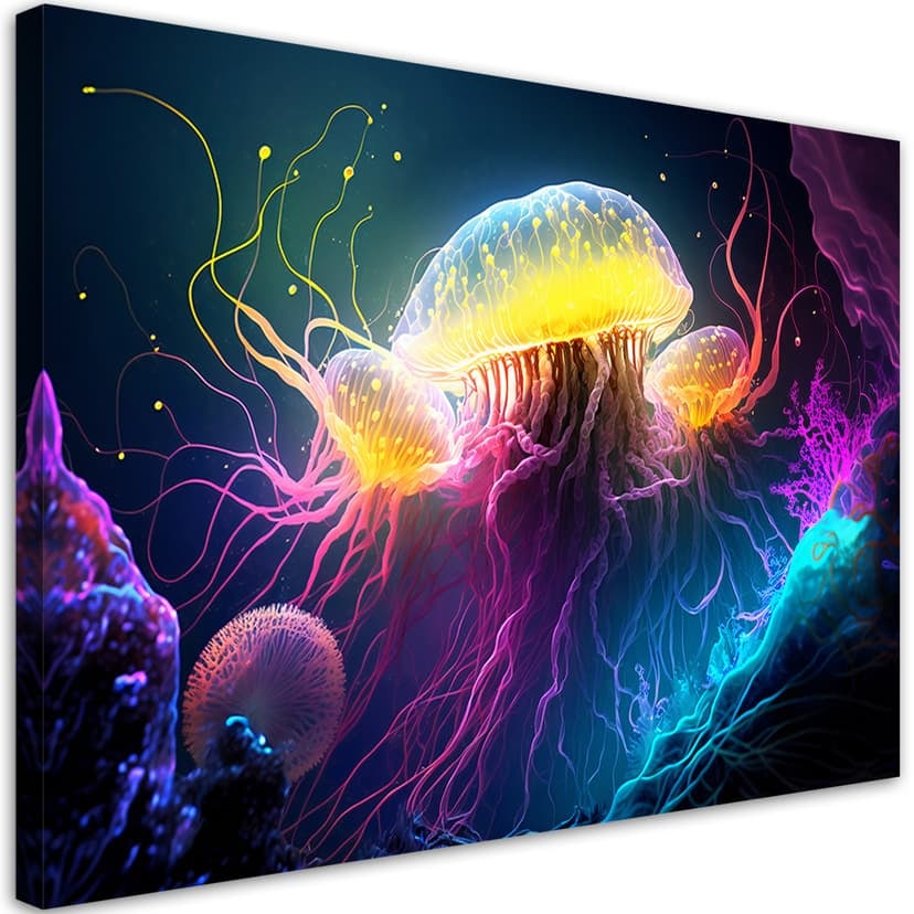 Stampa su tela, meduse sott'acqua
