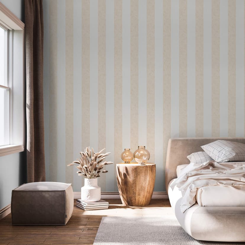 Carta da parati a più strisce, tessuto non tessuto Shades Iconic bianco, beige