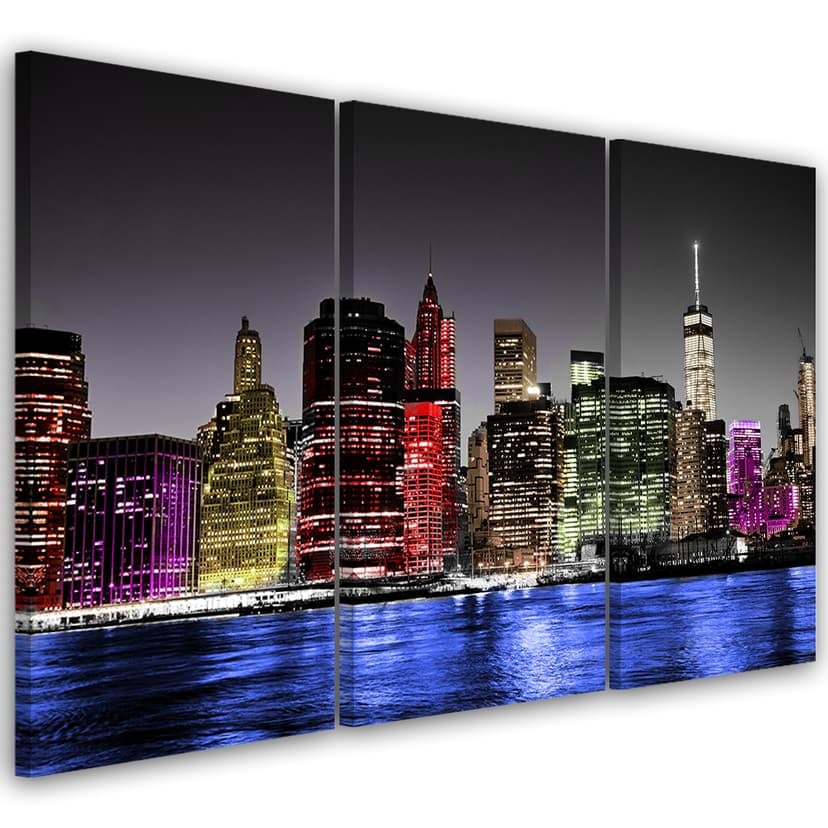 Stampa su tela 3 pezzi, Architettura Skyline New York