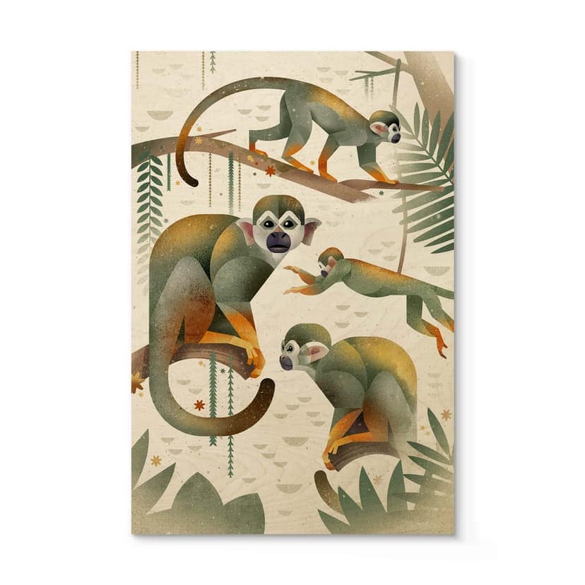 Stampa su legno Braun - Monkeys