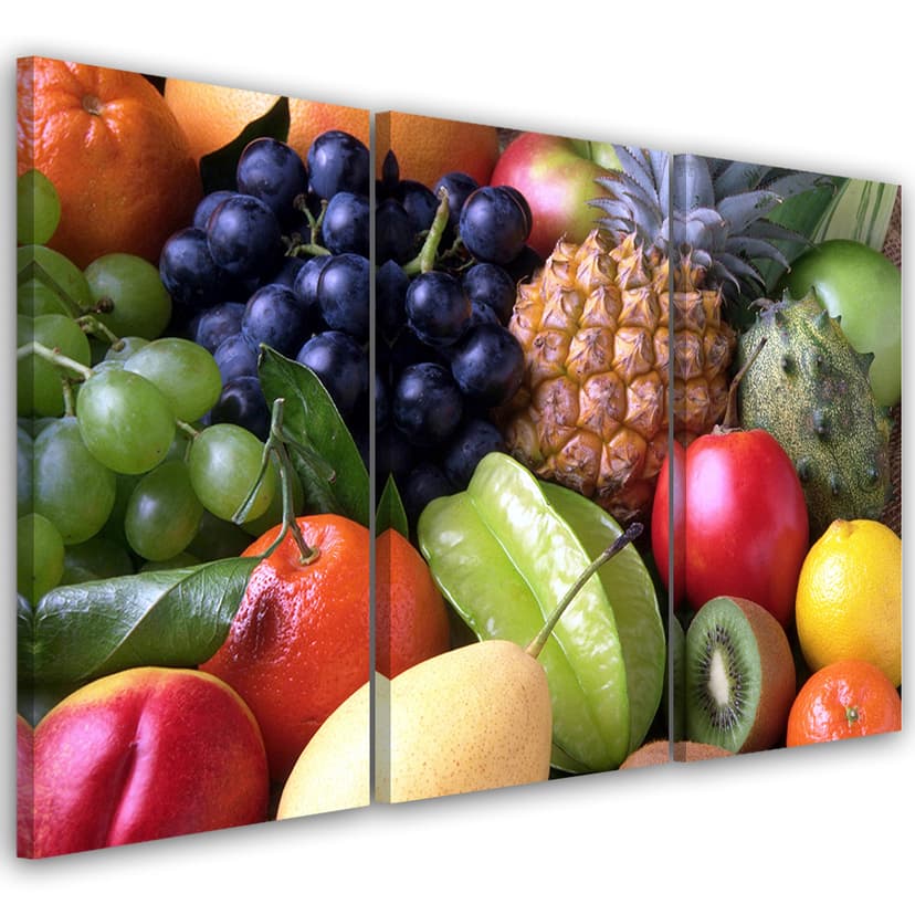 Stampa su tela 3 pezzi, frutti colorati