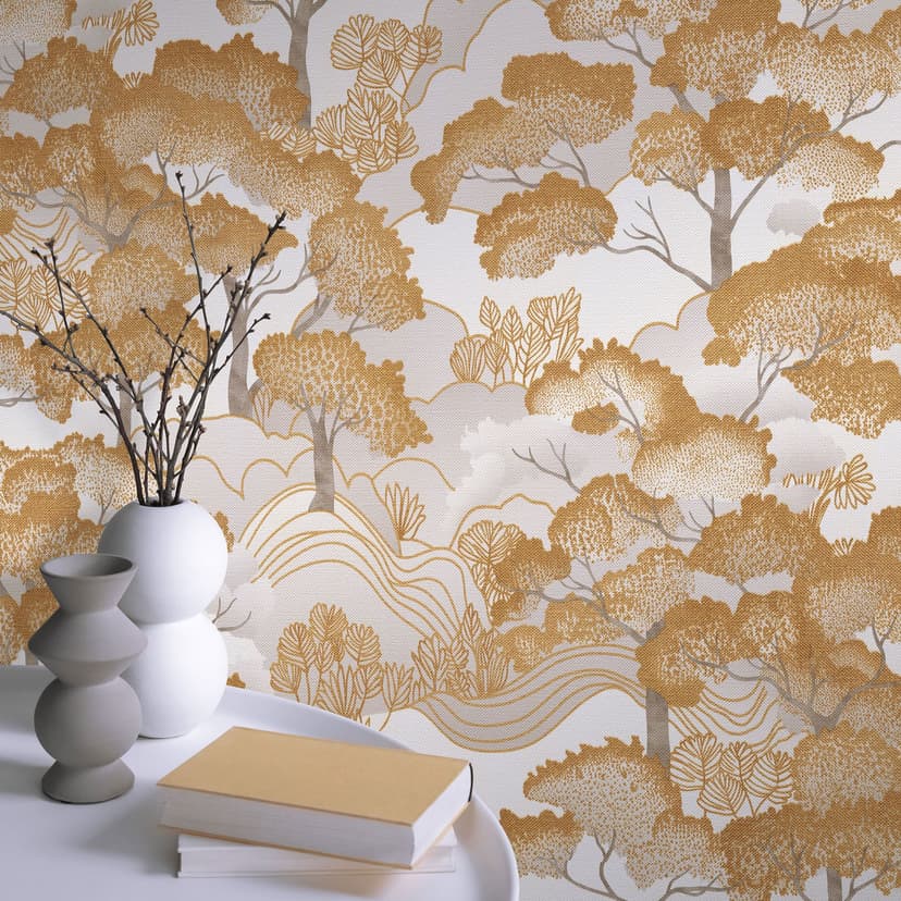 Carta da parati in tessuto non tessuto GOLDEN GROVE Elle Decoration 4, oro