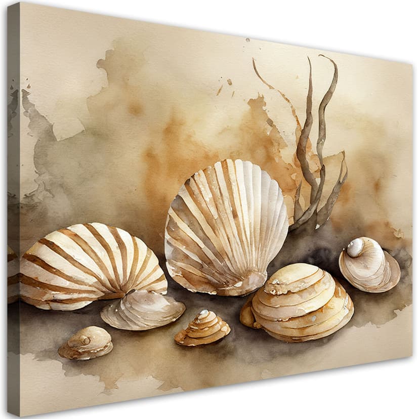 Stampa su tela, conchiglie di mare acrilico