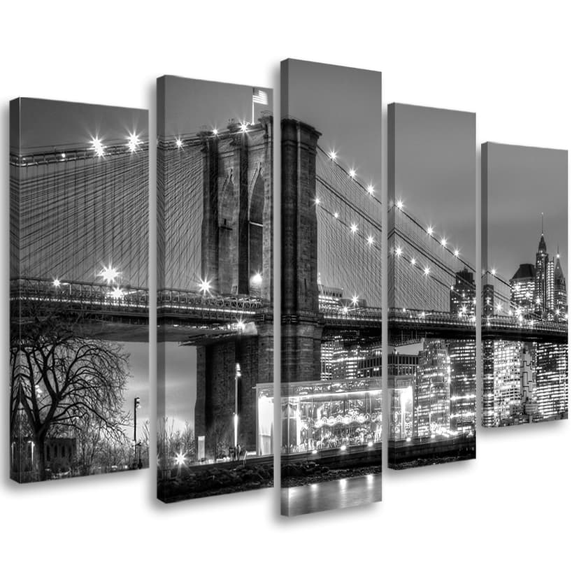 Quadro su Tela 5 Pezzi, Manhattan Bridge New York
