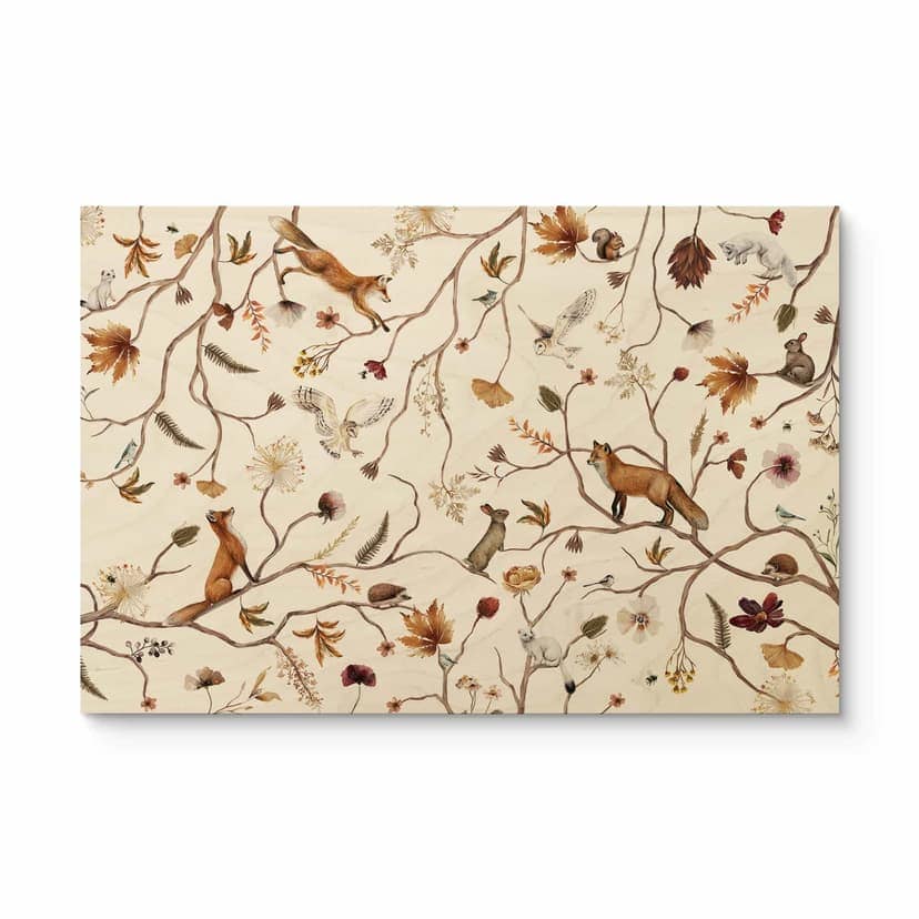 Stampa su legno di animali della foresta in autunno - Kikki Belle