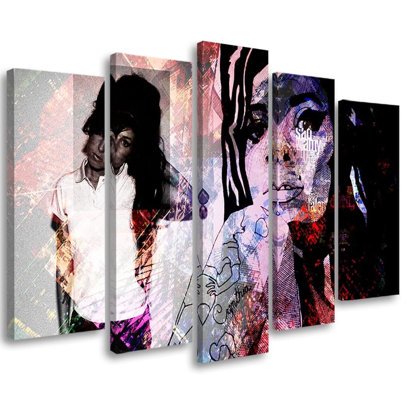 Stampa su tela 5 pezzi, Amy Winehouse