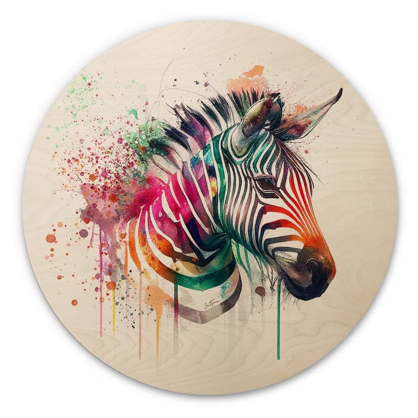 Stampa su legno Heine - Rainbow Zebra