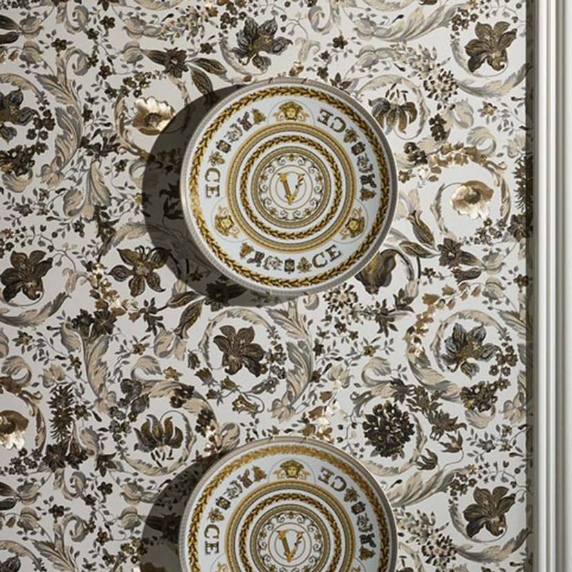 Carta da parati floreale Versace in bianco e crema Carta da parati non tessuta design floreale