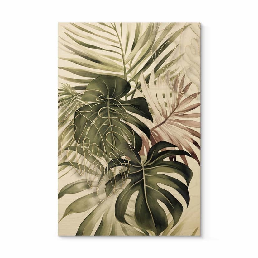 Stampa su legno Foglie tropicali Boho - Haase