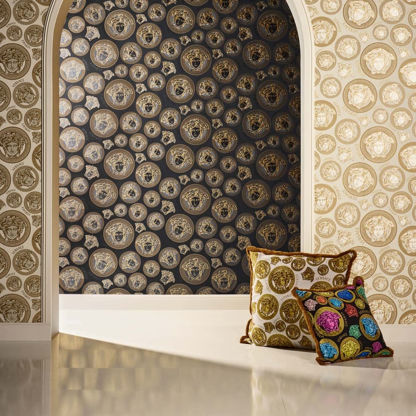 Versace carta da parati design in oro e nero carta da parati in tessuto non tessuto lusso teste di medusa
