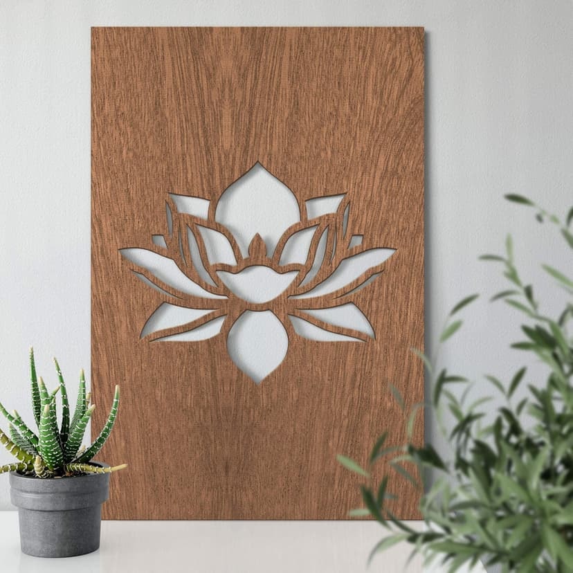 Decoro in legno - Fiore di loto
