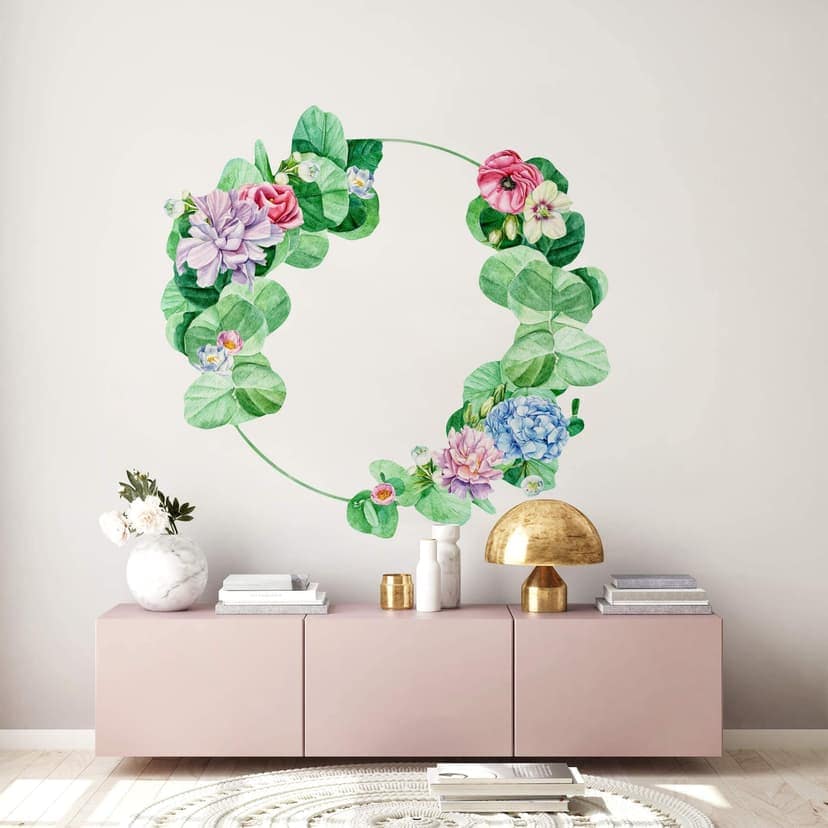 Adesivo murale - Corona di fiori XXL