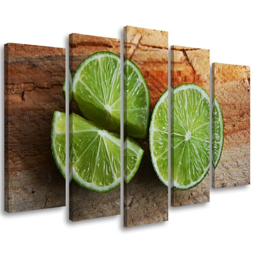 Stampa su tela 5 pezzi, frutta lime