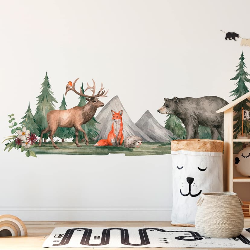 Carta da parati ForestAnimals bianco verde - tessuto non tessuto Designwalls 2 - 2,55 x 3,5 m