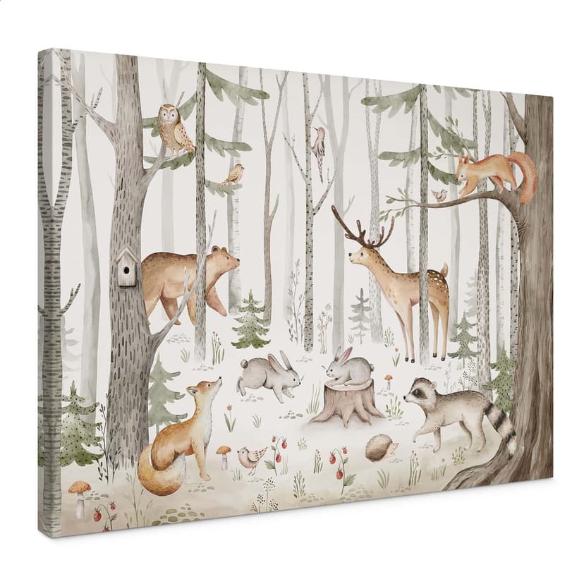 Stampe su tela con animali della foresta - Kvilis