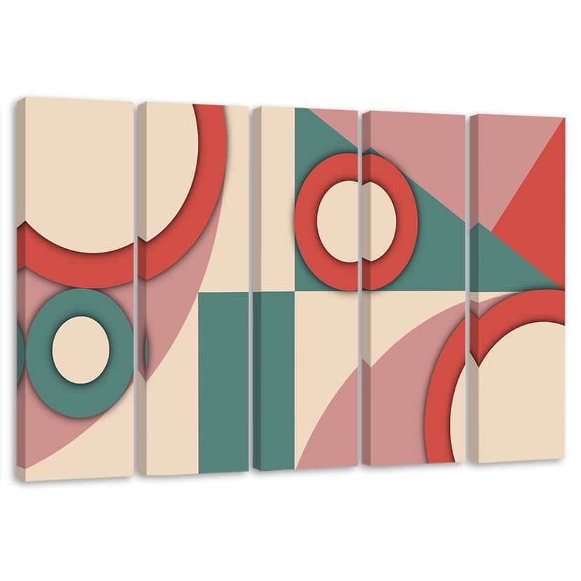 Stampa su tela 5 pezzi, Forme di astrazione geometrica