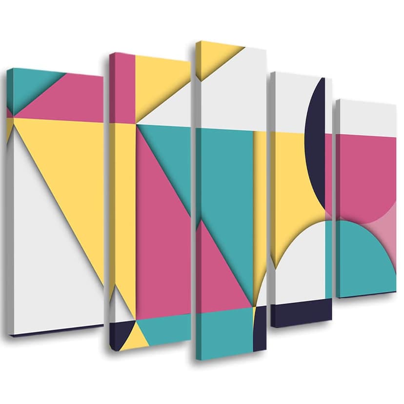 Stampa su tela 5 pezzi, Forme di astrazione geometrica