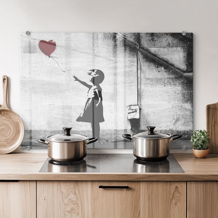 Pannello paraschizzi Banksy - Ragazza con palloncino