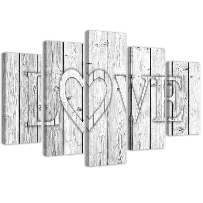 Stampa su tela 5 pezzi, lavagne con lettere d'amore grigie