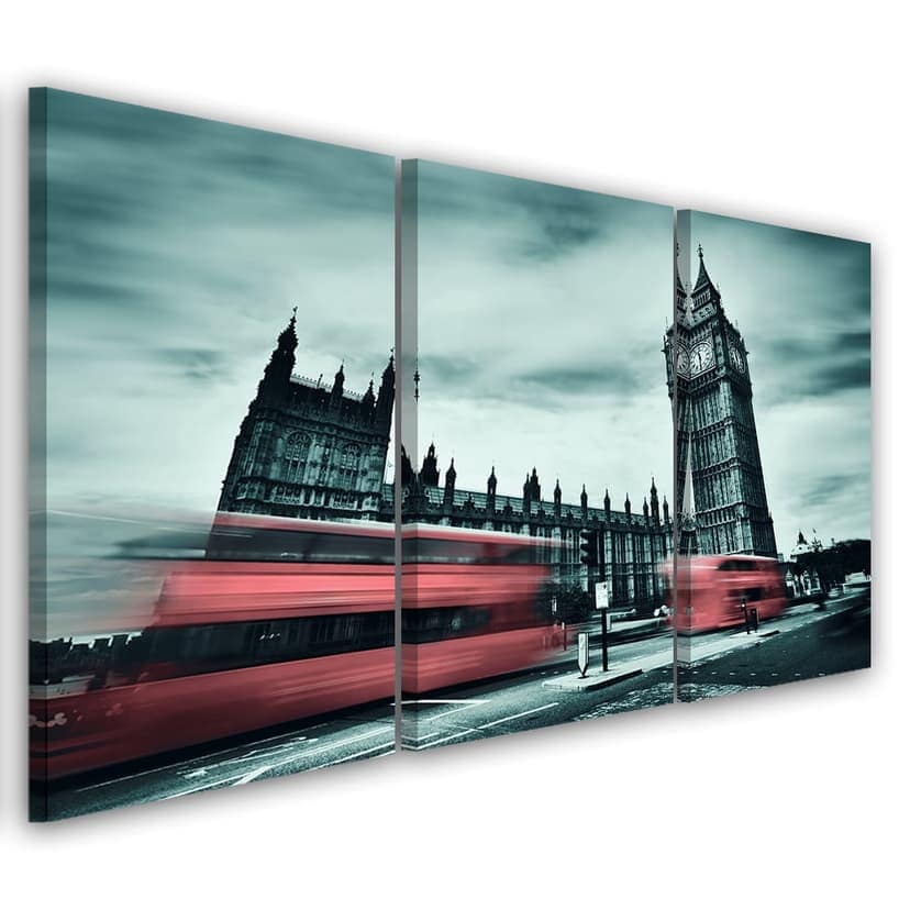 Stampa su tela 3 pezzi, London Bus Big Ben
