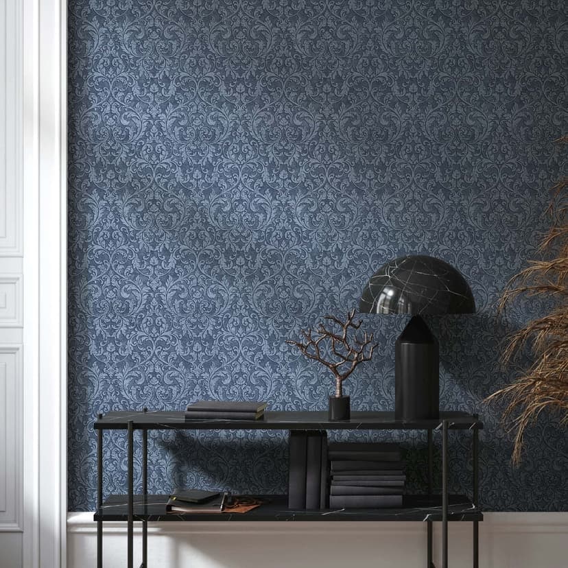 Carta da parati in tessuto non tessuto Ornamental Ornamental Classic opaco in blu
