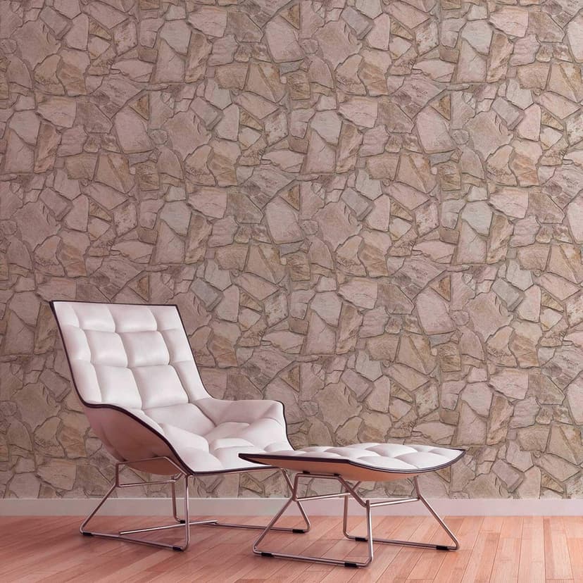 Carta da parati Stone beige marrone - Carta da parati effetto pietra 3D - Carta da parati in tessuto