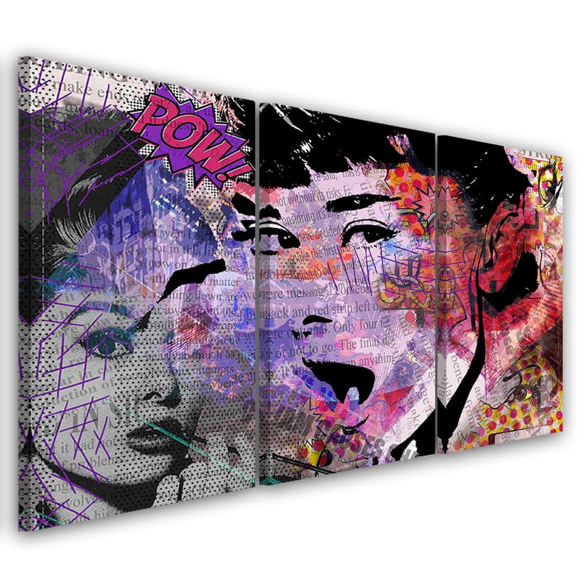 Stampa su tela 3 pezzi, Audrey Hepburn