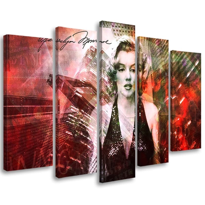 Stampa su tela 5 pezzi, Marilyn Monroe
