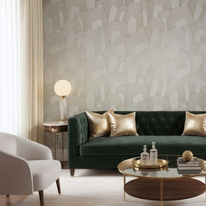 Carta da parati in tessuto non tessuto aspetto 3D, colline grafica geometrica in beige